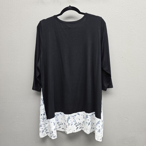 Karen Kane Shirt Womens 2X Black Lace Hem Tunic Top Made USA Stretch Rayon Blend - Picture 4 of 10